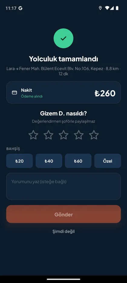 Yolculuk · tamamlandı