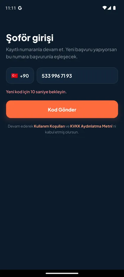 Şoför girişi